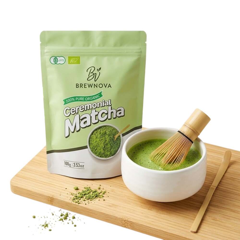 Brewnova Ceremonial Grade Organic Matcha Powder 3.53 oz EXP 10/25/2027